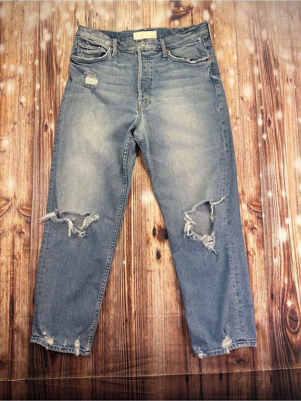 Mother Superior Denim Tomcat Jeans High Rise Straight Distressed Confession 32